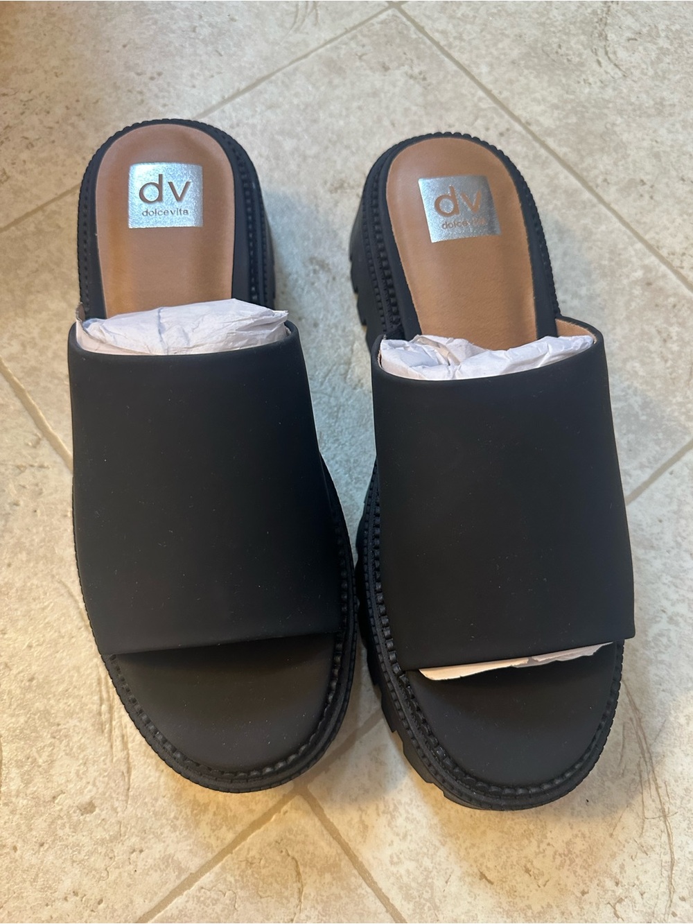 Dolce Vita Women's Black Wedge Slip-On Sandals Size 10